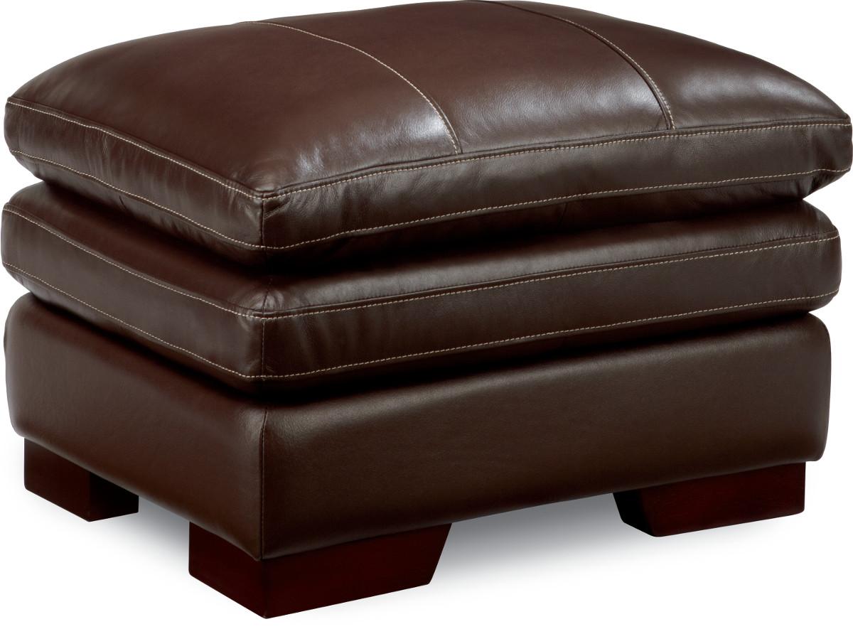 LaZBoy Dexter Casual Ottoman with Wood Block Legs and Pillow Top